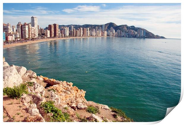 Majestic Levante Beach in Benidorm Print by Andy Evans Photos