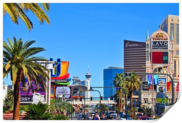 Hotels Las Vegas Strip United States of America Print by Andy Evans Photos