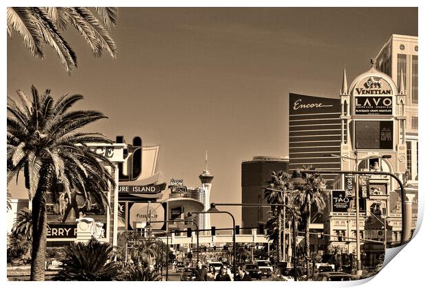 Hotels Las Vegas Strip United States of America Print by Andy Evans Photos