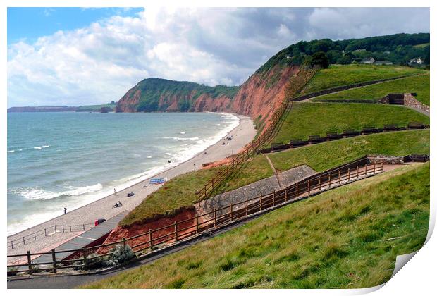 Sidmouth Beach Jurassic Coast Devon England Print by Andy Evans Photos