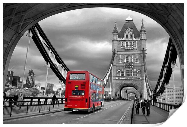 Tower Bridge Red Bus London England Print by Andy Evans Photos