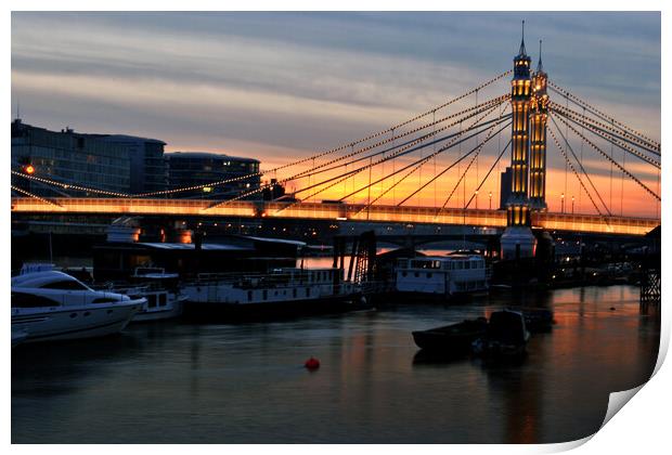 Albert Bridge River Thames London England Print by Andy Evans Photos