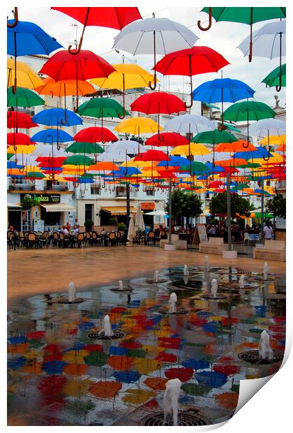 Colorful Umbrellas Torrox Costa Del Sol Spain Print by Andy Evans Photos