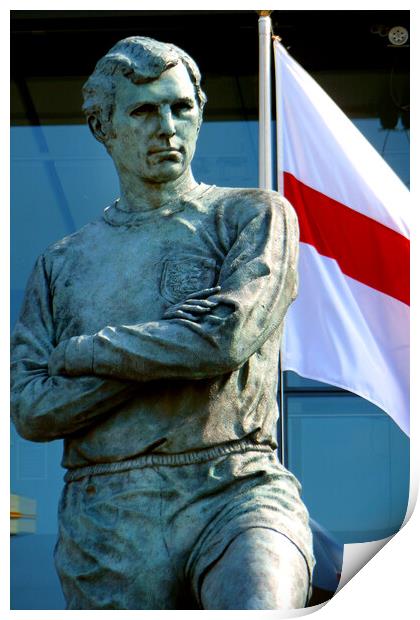 Bobby Moore Statue England Flag Wembley Stadium Print by Andy Evans Photos