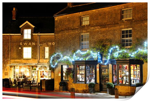 Broadway Christmas Lights Cotswolds Worcestershire Print by Andy Evans Photos