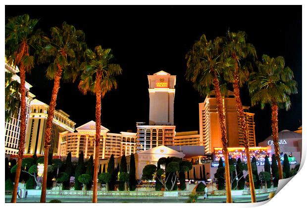 The Majestic Caesars Palace at Night Print by Andy Evans Photos
