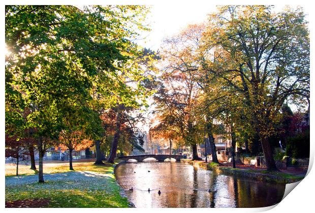 Bourton on the Water Autumn Trees Cotswolds Print by Andy Evans Photos