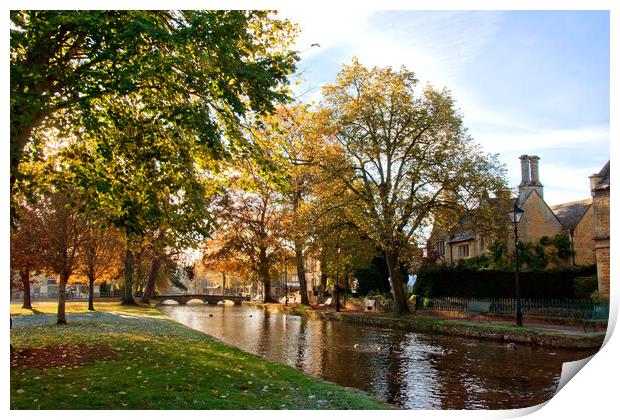 Bourton on the Water Autumn Trees Cotswolds UK Print by Andy Evans Photos