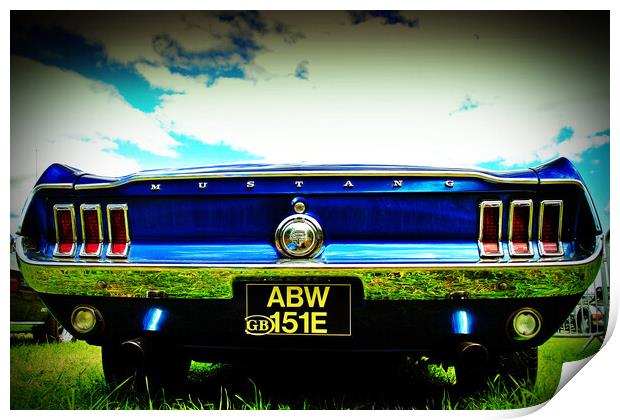 Iconic Ford Mustang Rear View Print by Andy Evans Photos