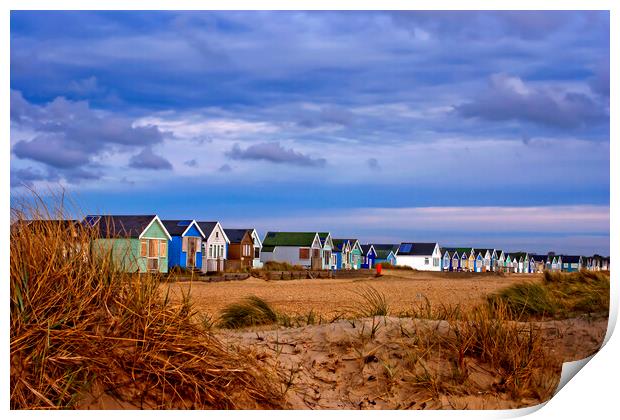 Rainbow of Beach Huts Print by Andy Evans Photos