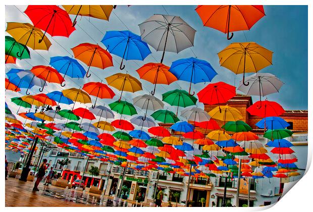 Vibrant Umbrellas Transform Torrox Square Print by Andy Evans Photos
