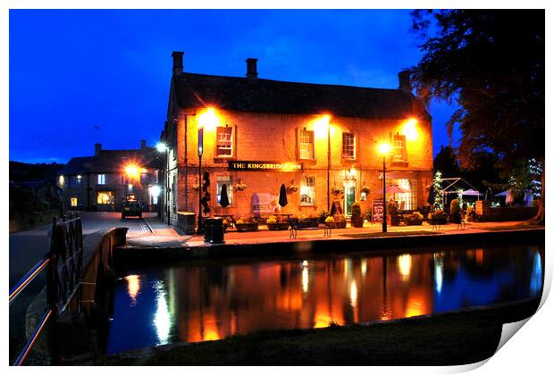Kingsbridge Inn: Cotswolds' Tranquil Evening Print by Andy Evans Photos