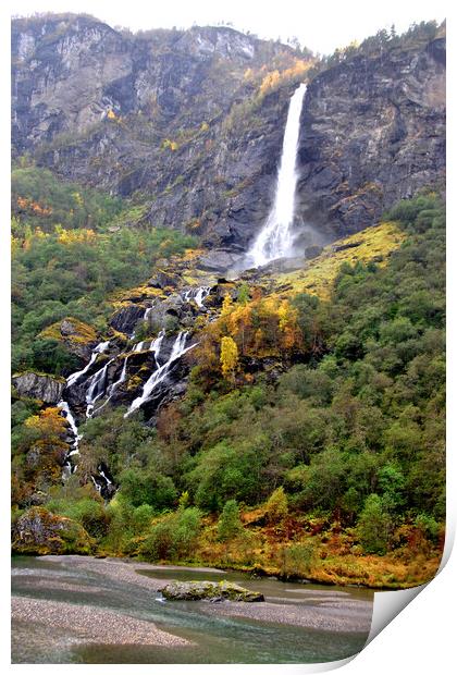 Flamsdalen Valley Flam Norway Scandinavia Print by Andy Evans Photos