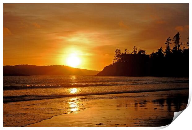 Sunset Long Beach Tofino Vancouver Island Canada Print by Andy Evans Photos