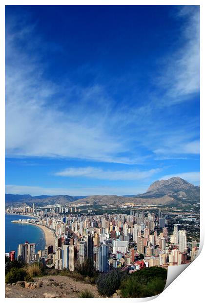 Benidorm Skyline Cityscape Costa Blanca Spain Print by Andy Evans Photos