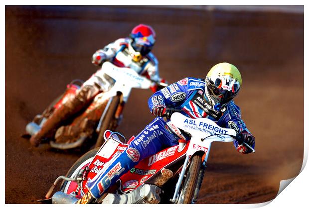 Great Britain Speedway Motorcycle Action Print by Andy Evans Photos