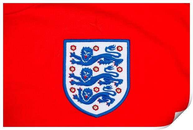 England Three Lions red football shirt badge Print by Andy Evans Photos