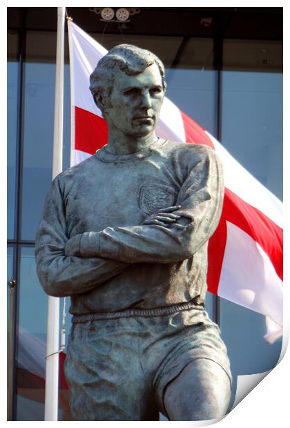 Bobby Moore Statue England Flag Wembley Stadium Print by Andy Evans Photos