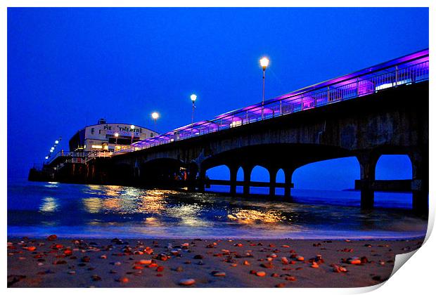 Bournemouth Pier at Night Time, Dorset. Print by Andy Evans Photos