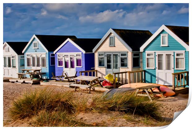 Hengistbury Head beach huts Dorset Print by Andy Evans Photos