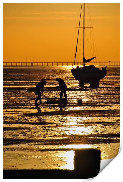 Sunset Thorpe Bay Southend on Sea Essex  Print by Andy Evans Photos