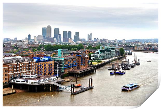 London Skyline Canary Wharf River Thames Print by Andy Evans Photos