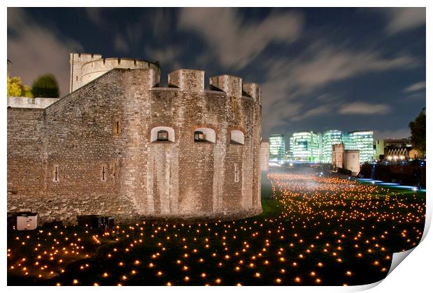 Tower of London torch lit candles lanterns Print by Andy Evans Photos