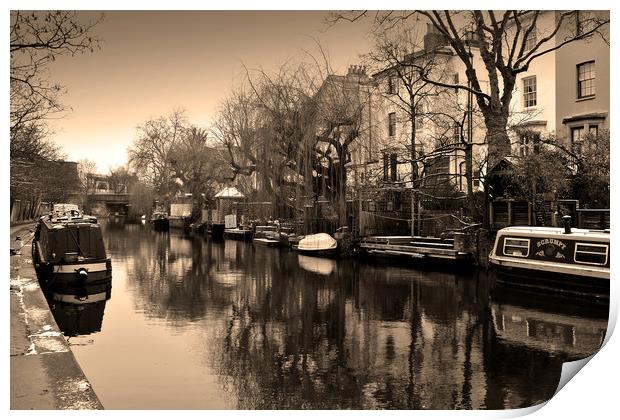 Narrow boats Grand Union Canal Camden Print by Andy Evans Photos