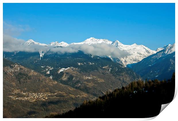 Mont Blanc from La Tania 3 Valleys French Alps Print by Andy Evans Photos