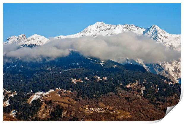 Mont Blanc from La Tania 3 Valleys French Alps Print by Andy Evans Photos
