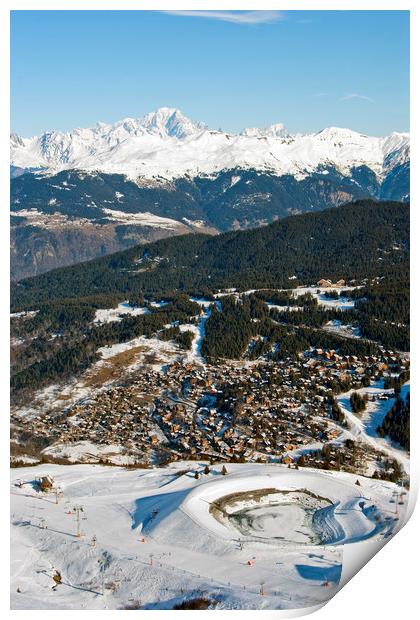 Meribel and Mont Blanc French Alps France Print by Andy Evans Photos