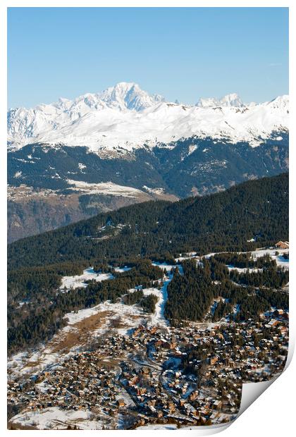 Meribel and Mont Blanc French Alps France Print by Andy Evans Photos