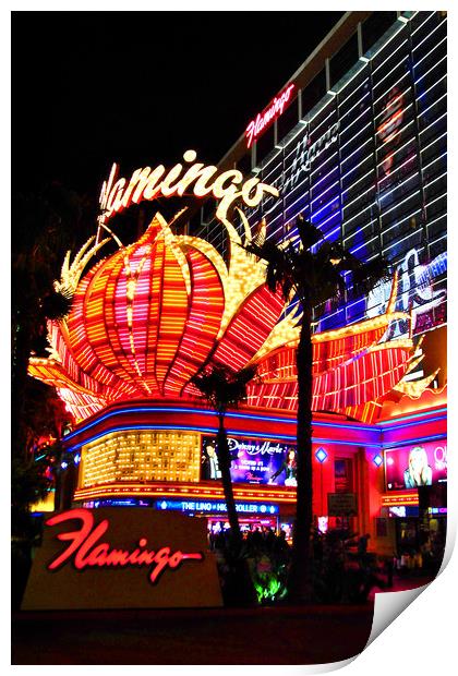 Flamingo Las Vegas Hotel Neon Signs America Print by Andy Evans Photos