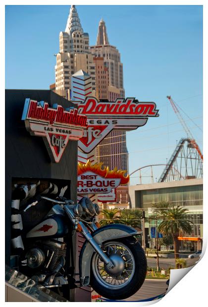 Harley Davidson Cafe Las Vegas America Print by Andy Evans Photos