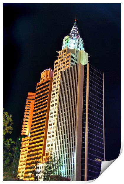 New York New York Hotel Las Vegas America Print by Andy Evans Photos