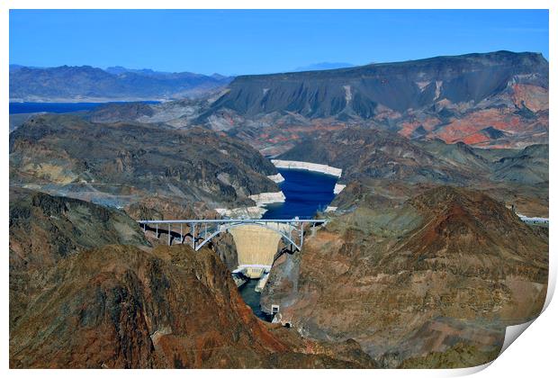 Hoover Dam Pat Tillman Bridge Arizona Nevada Ameri Print by Andy Evans Photos