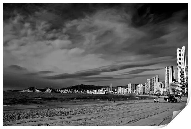 Benidorm Levante Beach Mediterranean Coast Costa B Print by Andy Evans Photos