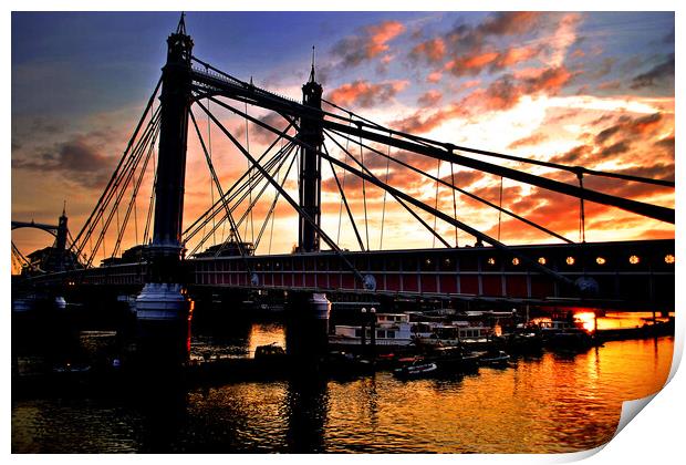 Albert Bridge Sunset River Thames London Print by Andy Evans Photos
