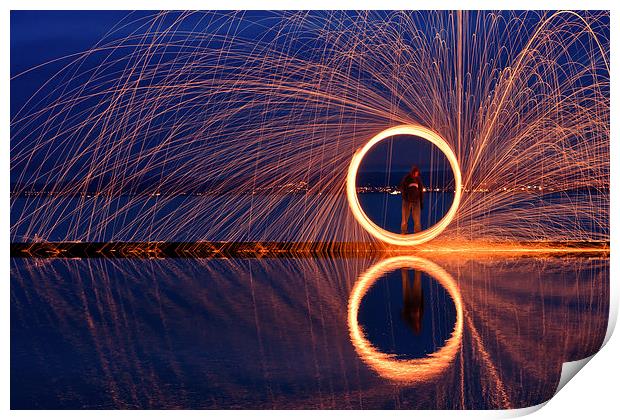 Dramatic golden circle reflecting in water Print by Mark Stone