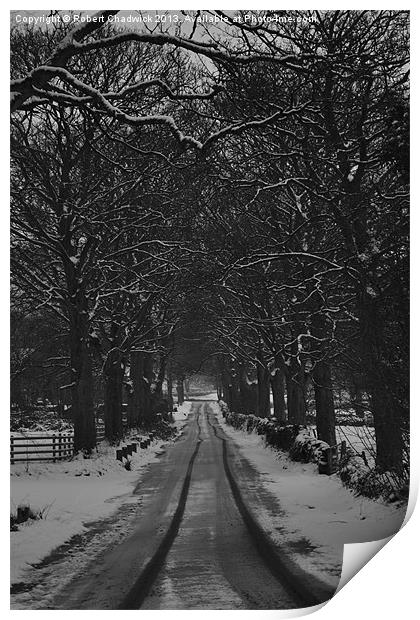 tracks in the snow Print by Robert Chadwick