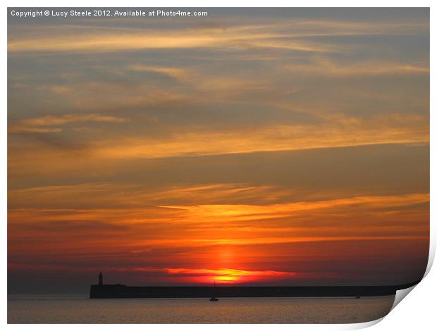Seaford Sunset Print by Lucy Steele