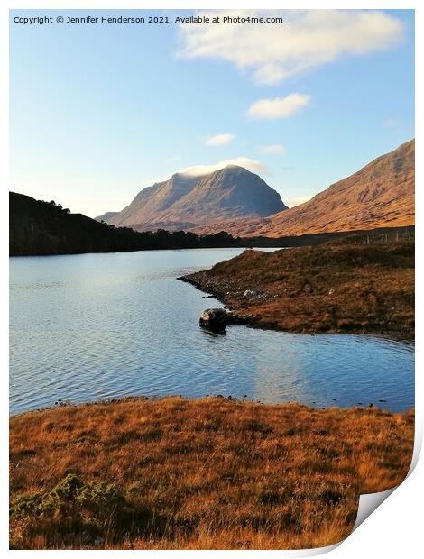 Liathach from Loch Clair Print by Jennifer Henderson
