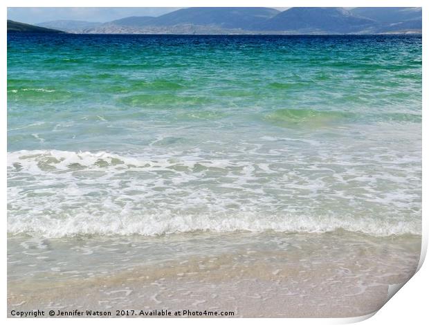 Azure sea at Luskentyre Beach Print by Jennifer Henderson