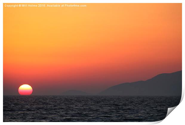  Sunset from Kos Print by Will Holme