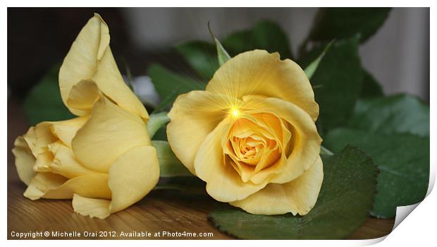 Sparkly Yellow Rose Print by Michelle Orai