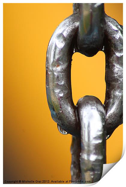 Chain link on Yellow Background Print by Michelle Orai