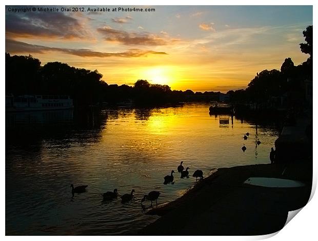 Sunset on the Thames Print by Michelle Orai