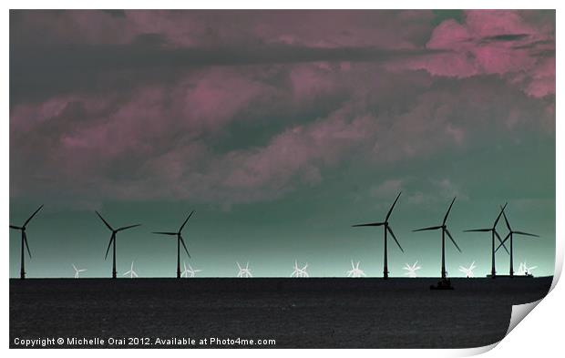 Wind Farm at Whitstable Print by Michelle Orai