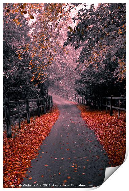 Into the Autumn Mist Print by Michelle Orai