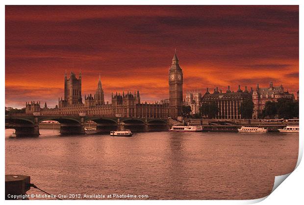 Londons Burning Print by Michelle Orai